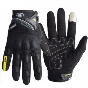 Breathable Full Finger Racing Motorcycle Gloves Quality Stylishly Decorated Antiskid Wearable Gloves Size M-XXL Black