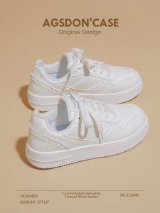 Agsdon | Women Summer Thick Sole Sneakers White Canvas Shoes