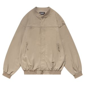 Retro American Workwear Pilot Jacket Boxy Short Wide Style Old Money Outerwear Commuting Casual Youth Trend Long Sleeve Zipper