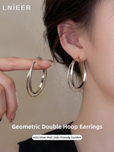 Lnieer | S925 Silver Large Round Earrings