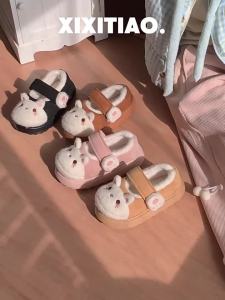 XIXITIAO | Giày Bông Mèo Cute Lolita Đế Dày Mùa Đông Dán Magic Tape