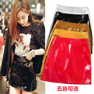 Bạc Sáng Cao Vòng Eo Nửa Váy Bó Gợi Cảm Chắp Vá Thon Gọn Pu Da Hiệu Ứng Gương Sáng Ngôi Sao Cùng Phong Cách Màu Sắc Tinh Khiết