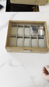 12-Slot Bamboo Wooden Watch Collection Box Wrist Watch Storage Case for Women & Men - Display & Protection