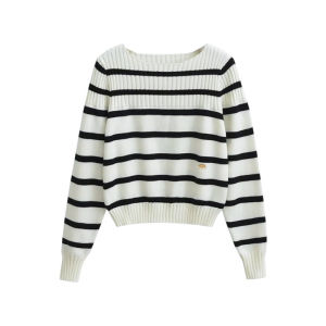Ge·an·fei | Áo Sweater Sọc Dáng Trễ Vai