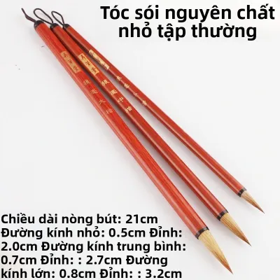 Bút Lông Sói Nguyên Chất Viết Thư Pháp Cỡ Nhỏ Bút Lông Sợi Cứng Bút Ghi Chép Bút Vẽ Đường Mảnh Bút Chữ Hán Thường Ngày Thương Hiệu Lùn Bút