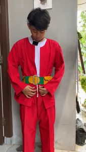 Setelan Pangsi Betawi Adat Modern Warna Solid dengan Selendang & Kalung Pitung - Paket Lengkap