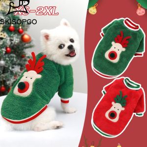 SKISOPGO เสื้อผ้าคริสต์มาสสำหรับสัตว์เลี้ยง เสื้อผ้าสุนัข ให้อบอุ่นน่ารัก ผ้านิ่ม เสื้อผ้าแมว