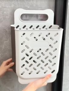 ตะกร้าผ้า สำหรับใส่ผ้าซัก - ตะกร้าใส่ผ้า พลาสติกพับได้ แขวนผนัง แขวนข้างเครื่องซักผ้า พร้อมส่ง