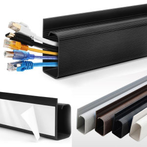40cm Under-Desk Cable Organizer Self-Adhesive Cable Management Cables Raceway Home Office No Drilling Cable Raceway Cord Hider