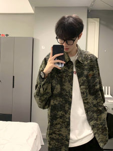 ZHUOCAN | Vintage American Style Camouflage Shirt Men Long Sleeve