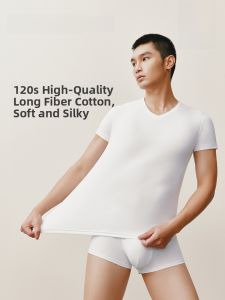 THREEGUN | Thương hiệu Three Gun Vòng tay cao su Lót cotton dệt kim cổ chữ V thoáng khí mùa hè cho nam