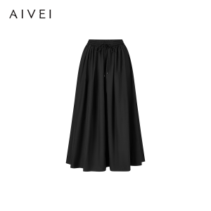 AIVEI | Elegant Business Casual Elastic Waist Umbrella Maxi Skirt