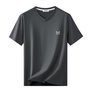 Miiow | Cool Feeling Modal Silk Cotton Logo Design V Neck Short Sleeve T Shirt Thin Summer New Style Base Layer Mens Casual Tee