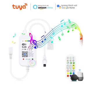 TUYA RGB Bộ Điều Khiển DC5V-24V Tích Hợp MIC Phát Nhạc SmartLife Alexa Google Home Ứng Dụng Điều Khiển Giọng Nói Cho Dải Đèn LED
