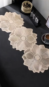 Floral Table Runner Placemat Long Dining Table Cover Kitchen Table Mat for Home Festival Decoration