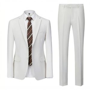 Classic Men 2 Piece Suit Slim Fit Two Button Blazer Pants Set Elegant Business Wedding Prom Party Formal Tuxedo