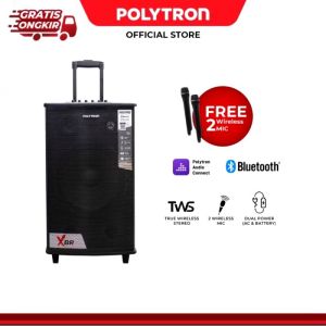 POLYTRON PAS PRO 10F7 / PAS PRO 12F7 / PAS PRO 15F7 SPEAKER MEETING PORTABLE BLUETOOTH KARAOKE INCLUDE MIC WIRELESS 2PCS 100% ORI