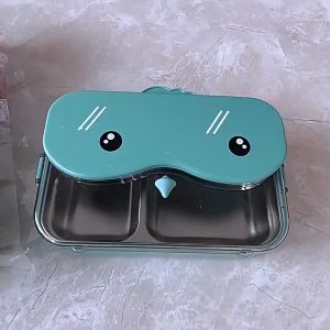 【Free shipping】 4 Grids Cartoon Lunch Box With Spoon Leak proof Bento Box Microwave School Kids Bento Lunch Box Portable Food Container
