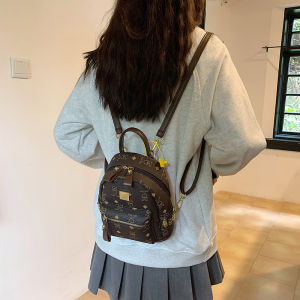 Retro Large Capacity Womens Backpack 2025 New Style Versatile School Bag Computer Bag for Class Casual Leisure Pure Color