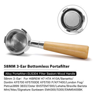 58mm 3Ear Bottomless Portafilter For Hibrew H7 H7a H10a Breville Barista Max Mini Sunbeam Coffee Tool Espresso Machine Accessory