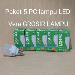 Paket 5 PC lampu LED LIGERA SILVER 6W 10W 14W Bulb cahaya putih 6500K fiting E27