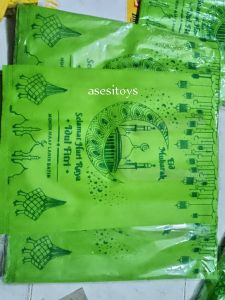 Goodie bag Lebaran EID MUBARAK Idul Fitri HIJAU 30x40x8 12pcs