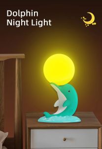 Colorful Dolphin Lamp Couple Gift Silicone Cute Night Light Bedside Mood Light