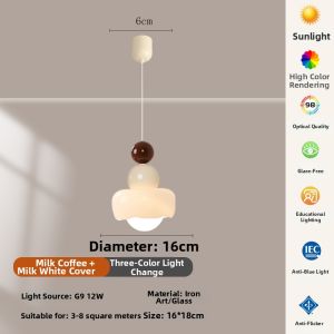 OUCHAO | Cream Style Linear 3-Head Pendant Light