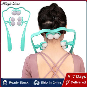 Hengfa Lina Neck Massager Therapy Neck and Shoulder Dual Trigger Point Roller Self-Massage Tool Relieve Hand Pressure Deep Massage