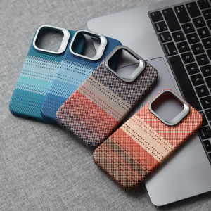 Sanptoch For Magsafe Invisible Stand Phone Case For iPhone 16 / 15 / 14 / 13 Pro Max Pixel Pattern Carbon Fiber Texture Hard Cover For iPhone 16 Pro Max Anti-fingerprint Protection Casing With Alloy Camera Lens Holder