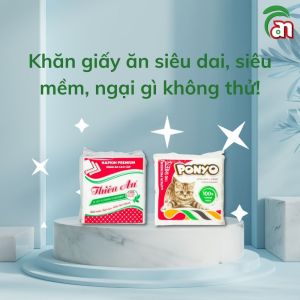 Combo 10 gói Khăn giấy ăn vuông dai mịn không bụi PONYO 1 lớp khổ 33 cm gói 100 tờ - Thiên An Nam paper