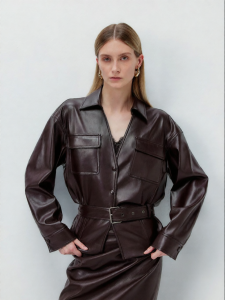 Autumn Brown PU Leather Jacket