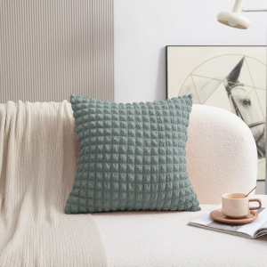 HOYAA Plain 3D Textured Seersucker Throw Pillow Case 18X18 inches with Zipper Aesthetic Design for Sofa Home Decor