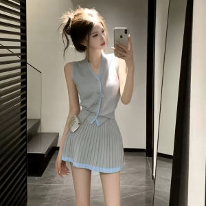 NIUVIES | Đầm Không Tay Màu Xám Bộ Đồ Hè Dành Cho Người Thấp