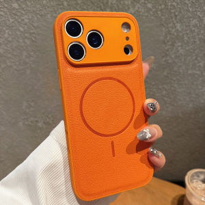 Luxury Leather For Magsafe Magnetic Case For iPhone 17 Air 16 15 14 13 12 11 Pro Max Plus Wireless Charging Lens Protector Cover