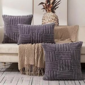 1pc Boho Faux Fur Plush Throw Pillow Covers Cream White Luxury SoftFluffy Decorative Cushion Cover Pillowcase for Sofa Couch