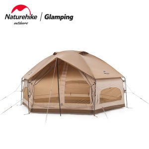 Naturehike MG Hexagonal Camping Tent For 3-4 Persons Windproof Waterproof Large Area Family Tent mongolian yurt style dome tent aluminum alloy rod 1 Door and 3 Windows