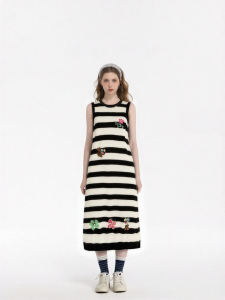 Summer New Fashion Striped Sleeveless Long Dress