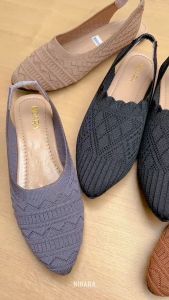 TAQISTORE - SEPATU FLATSHOES WANITA SLIPON MULES RAJUT IMPORT KARET BELAKANG