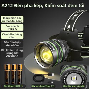 MEEJAS | Đèn đội đầu cảm ứng chống nước pin trâu