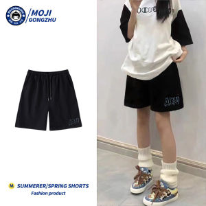 American High Street Style Loose High Waist Straight Leg Casual Black Sports Shorts for Women Summer Trendy plus Size Wide Leg Five-Quarter Pants