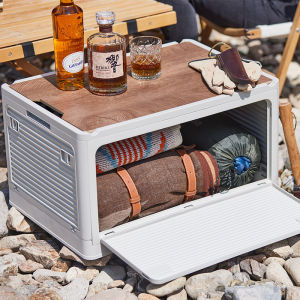 Outdoor Portable Foldable Storage Box Wooden Lid