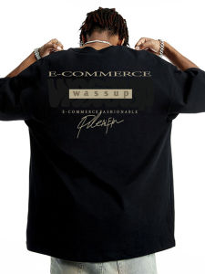 WASSUP HEODS เสื้อยืดแขนสั้นผู้ชายแบรนด์แฟชั่นอเมริกันหลวม Fit Cotton Crewneck คอกลมสําหรับฤดูร้อน