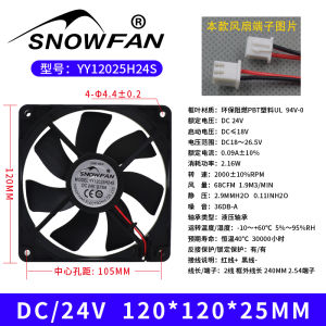 SNOWFAN 12cm 12025 Variable Frequency Drive 24V Heat Sink Fan Direct Current Blower YY12025H24B Computer Hardware Monitor Accessories