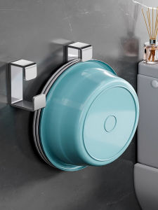 Stainless Steel Wall-Mounted Bathroom Sink Hook No-Drilling Face Basin Holder Bath Tub Storage Rack Single Hook Adhesive Mount