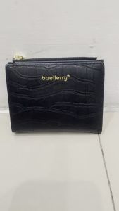 Baellerry Outlet Official DR100 Dompet Uang Lipat Bifold Wanita Gadis Bahan Kilat Lembut Muat Banyak dengan Kancing Pengunci