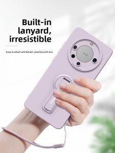 GGUU | New Huawei Mate60 Pro Silicone Case With Stand Female Version Liquid Silicone Anti-Fall Protection Compatible With Mate70 And Pro Series