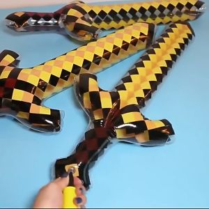 Inflatable Pretend Play Minecraft Pixel Craft Swords Axe Miner Pickaxe Balloon for Boys Party Supplies