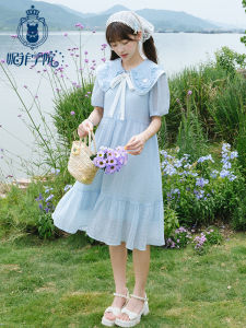 niffeilu | Sweet College Style First Love Dress White Belly Covering Slimming Doll Collar High School Student Skirt Bubble Sleeve Princess Gown