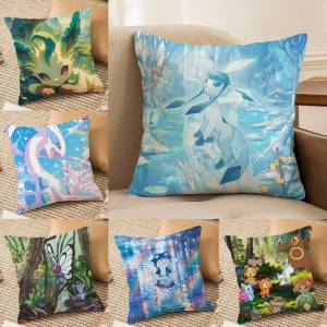 Bandai | Pokemon Legendary Dragons Anime Plush Pillow Cover Soft Short Plush Cushion Cover For Sofa Bedroom Home Decor Gift